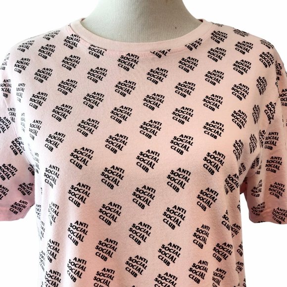 Anti Social Social Club Unisex Pink All Over You Logo Crew Neck T-Shirt Top S - Picture 5 of 8